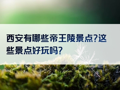 西安有哪些帝王陵景点？这些景点好玩吗？