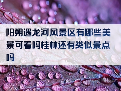阳朔遇龙河风景区有哪些美景可看吗桂林还有类似景点吗