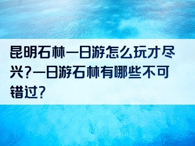 昆明石林一日游怎么玩才尽兴？一日游石林有哪些不可错过？