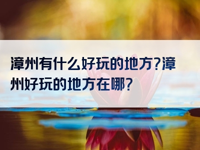 漳州有什么好玩的地方？漳州好玩的地方在哪？
