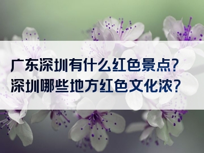 广东深圳有什么红色景点？深圳哪些地方红色文化浓？