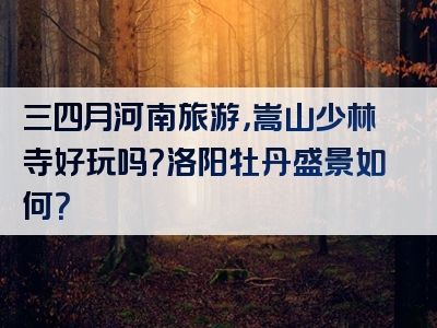 三四月河南旅游，嵩山少林寺好玩吗？洛阳牡丹盛景如何？