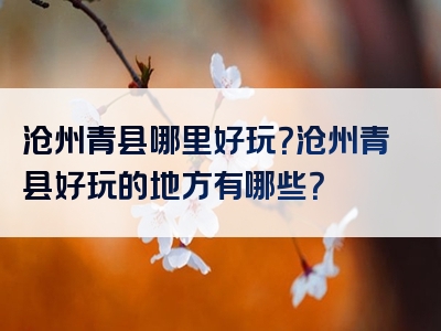 沧州青县哪里好玩？沧州青县好玩的地方有哪些？