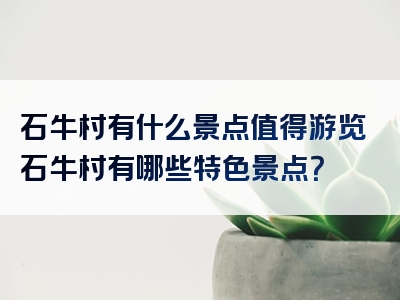 石牛村有什么景点值得游览石牛村有哪些特色景点？