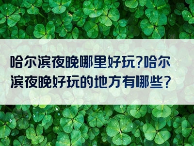 哈尔滨夜晚哪里好玩？哈尔滨夜晚好玩的地方有哪些？
