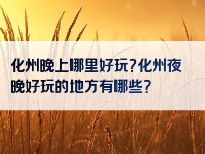 化州晚上哪里好玩？化州夜晚好玩的地方有哪些？
