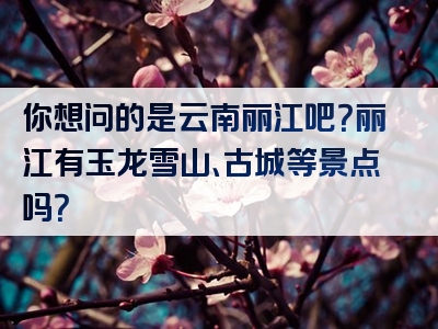 你想问的是云南丽江吧？丽江有玉龙雪山、古城等景点吗？