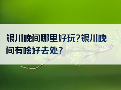 银川晚间哪里好玩？银川晚间有啥好去处？