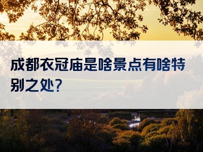 成都衣冠庙是啥景点有啥特别之处？