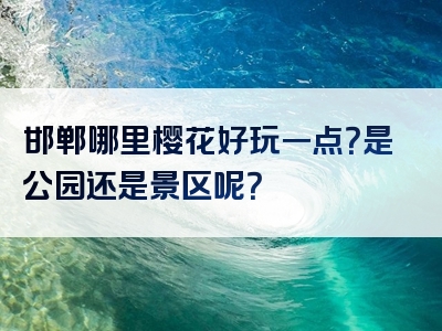 邯郸哪里樱花好玩一点？是公园还是景区呢？