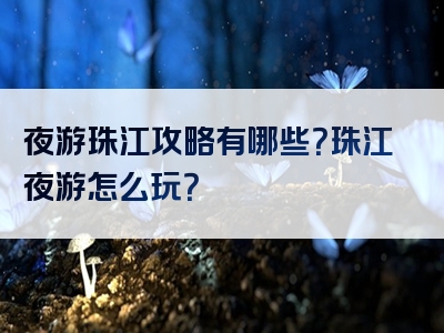 夜游珠江攻略有哪些？珠江夜游怎么玩？