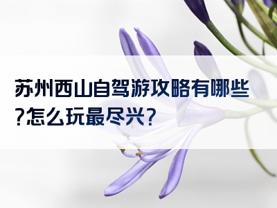 苏州西山自驾游攻略有哪些？怎么玩最尽兴？