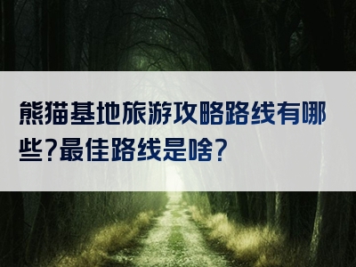 熊猫基地旅游攻略路线有哪些？最佳路线是啥？