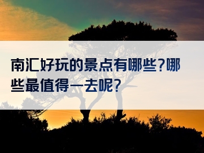南汇好玩的景点有哪些？哪些最值得一去呢？