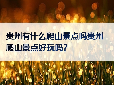 贵州有什么爬山景点吗贵州爬山景点好玩吗？
