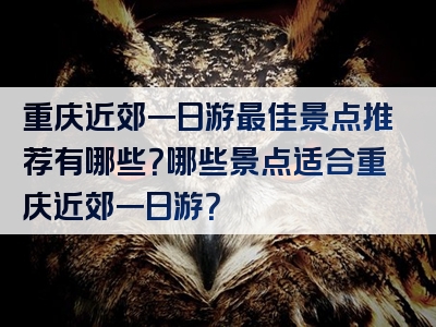 重庆近郊一日游最佳景点推荐有哪些？哪些景点适合重庆近郊一日游？