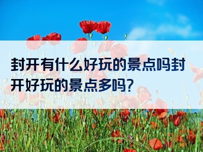 封开有什么好玩的景点吗封开好玩的景点多吗？