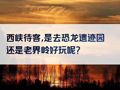 西峡待客，是去恐龙遗迹园还是老界岭好玩呢？
