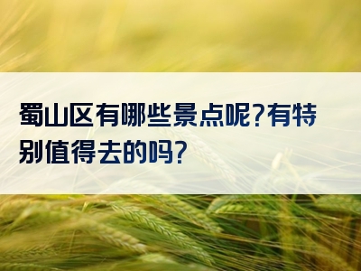 蜀山区有哪些景点呢？有特别值得去的吗？