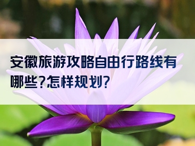 安徽旅游攻略自由行路线有哪些？怎样规划？