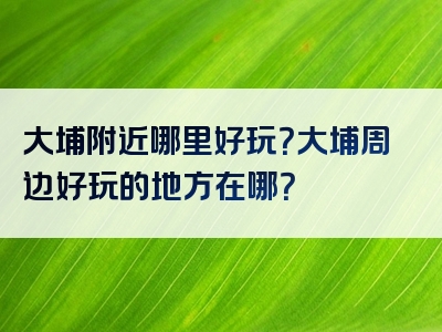 大埔附近哪里好玩？大埔周边好玩的地方在哪？