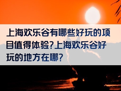 上海欢乐谷有哪些好玩的项目值得体验？上海欢乐谷好玩的地方在哪？