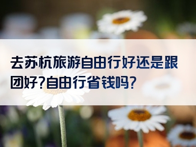 去苏杭旅游自由行好还是跟团好？自由行省钱吗？