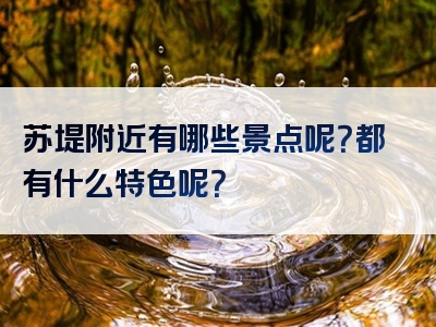 苏堤附近有哪些景点呢？都有什么特色呢？