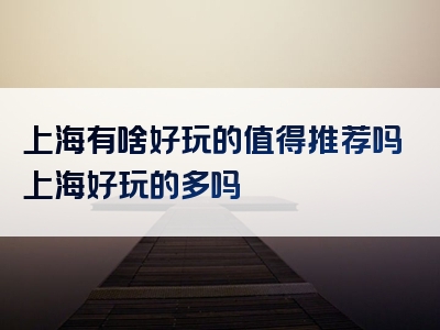 上海有啥好玩的值得推荐吗上海好玩的多吗