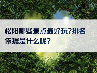 松阳哪些景点最好玩？排名依据是什么呢？