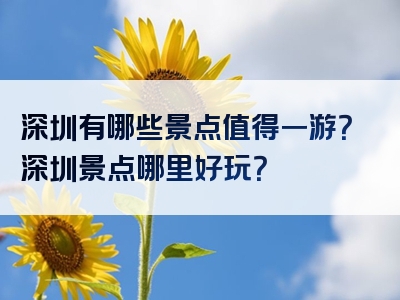 深圳有哪些景点值得一游？深圳景点哪里好玩？