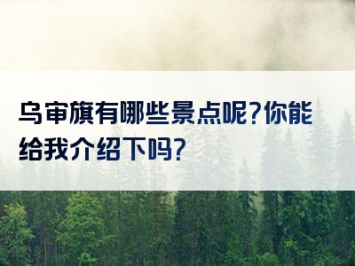 乌审旗有哪些景点呢？你能给我介绍下吗？
