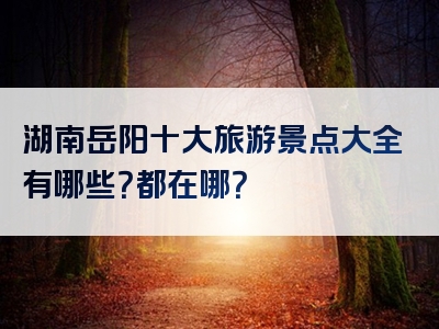 湖南岳阳十大旅游景点大全有哪些？都在哪？