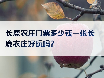 长鹿农庄门票多少钱一张长鹿农庄好玩吗？