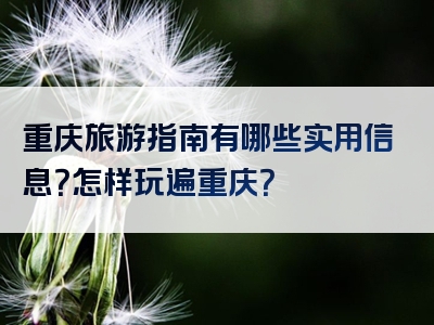 重庆旅游指南有哪些实用信息？怎样玩遍重庆？