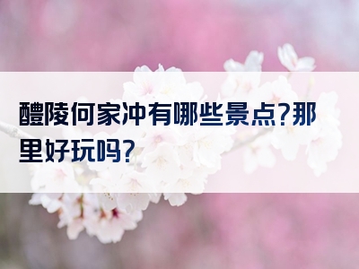 醴陵何家冲有哪些景点？那里好玩吗？