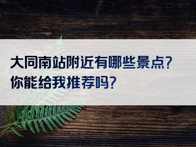 大同南站附近有哪些景点？你能给我推荐吗？