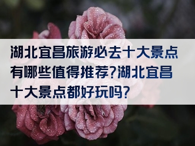 湖北宜昌旅游必去十大景点有哪些值得推荐？湖北宜昌十大景点都好玩吗？