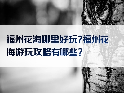 福州花海哪里好玩？福州花海游玩攻略有哪些？