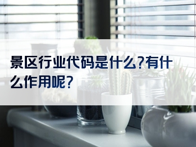 景区行业代码是什么？有什么作用呢？
