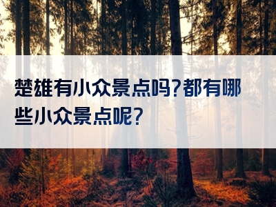 楚雄有小众景点吗？都有哪些小众景点呢？