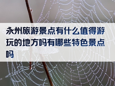 永州旅游景点有什么值得游玩的地方吗有哪些特色景点吗