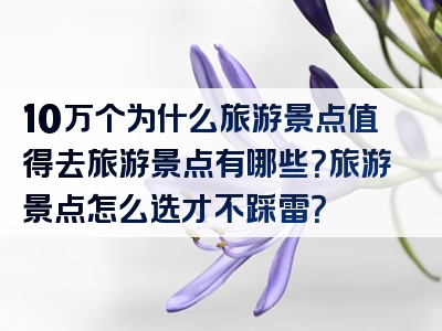 10万个为什么旅游景点值得去旅游景点有哪些？旅游景点怎么选才不踩雷？