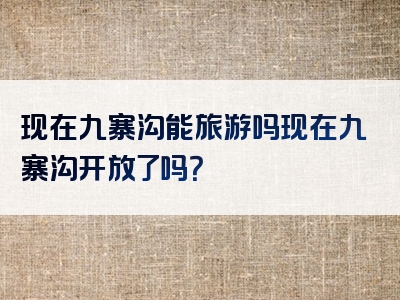 现在九寨沟能旅游吗现在九寨沟开放了吗？