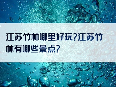 江苏竹林哪里好玩？江苏竹林有哪些景点？