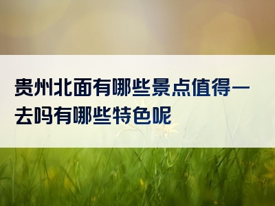 贵州北面有哪些景点值得一去吗有哪些特色呢