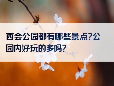 西会公园都有哪些景点？公园内好玩的多吗？
