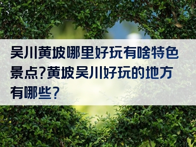吴川黄坡哪里好玩有啥特色景点？黄坡吴川好玩的地方有哪些？