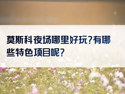 莫斯科夜场哪里好玩？有哪些特色项目呢？