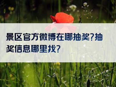 景区官方微博在哪抽奖？抽奖信息哪里找？